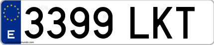 Ejemplo de matrícula de coche ordinaria 3399 LKT