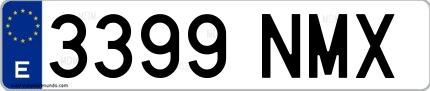 Ejemplo de matrícula española 3399 NMX