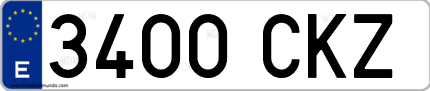 Ejemplo de matrícula de coche ordinaria 3400 CKZ