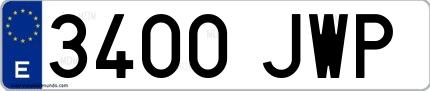 Ejemplo de matrícula española 3400 JWP