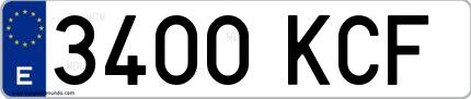 Ejemplo de matrícula española 3400 KCF