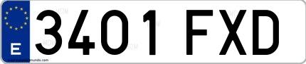Ejemplo de matrícula española 3401 FXD