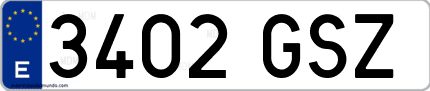 Ejemplo de matrícula de coche ordinaria 3402 GSZ