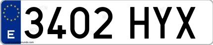 Ejemplo de matrícula española 3402 HYX