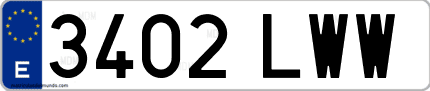 Ejemplo de matrícula de coche ordinaria 3402 LWW
