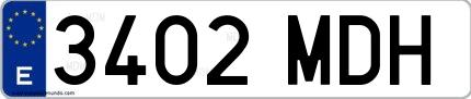 Ejemplo de matrícula de coche ordinaria 3402 MDH