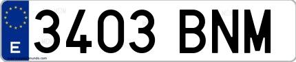 Ejemplo de matrícula española 3403 BNM