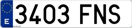Ejemplo de matrícula española 3403 FNS