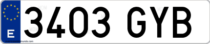 Ejemplo de matrícula de coche ordinaria 3403 GYB