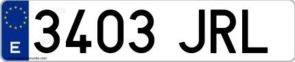 Ejemplo de matrícula española 3403 JRL