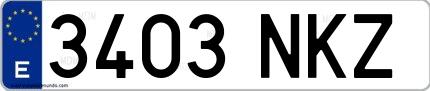 Ejemplo de matrícula española 3403 NKZ
