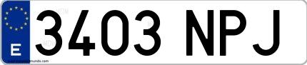 Ejemplo de matrícula española 3403 NPJ