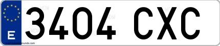 Ejemplo de matrícula española 3404 CXC