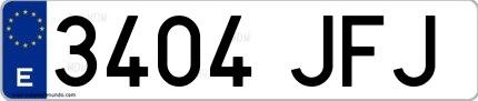 Ejemplo de matrícula española 3404 JFJ