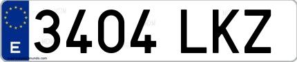 Ejemplo de matrícula de coche ordinaria 3404 LKZ