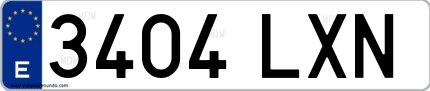 Ejemplo de matrícula de coche ordinaria 3404 LXN