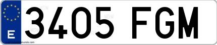 Ejemplo de matrícula española 3405 FGM