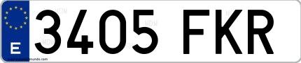 Ejemplo de matrícula española 3405 FKR