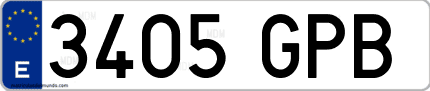 Ejemplo de matrícula de coche ordinaria 3405 GPB