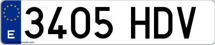 Ejemplo de matrícula española 3405 HDV