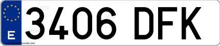 Ejemplo de matrícula española 3406 DFK