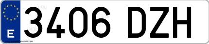 Ejemplo de matrícula española 3406 DZH
