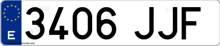 Ejemplo de matrícula de coche ordinaria 3406 JJF