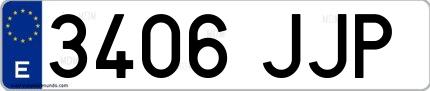 Ejemplo de matrícula española 3406 JJP