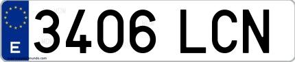 Ejemplo de matrícula española 3406 LCN