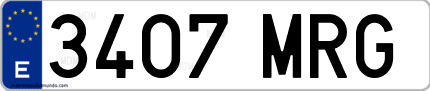 Ejemplo de matrícula de coche ordinaria 3407 MRG