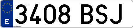 Ejemplo de matrícula de coche ordinaria 3408 BSJ