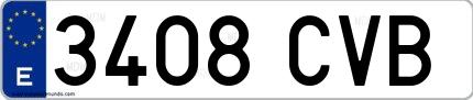 Ejemplo de matrícula española 3408 CVB