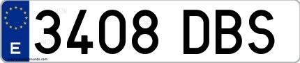 Ejemplo de matrícula española 3408 DBS