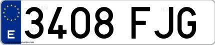 Ejemplo de matrícula española 3408 FJG