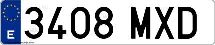 Ejemplo de matrícula española 3408 MXD