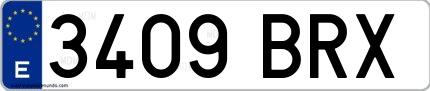 Ejemplo de matrícula española 3409 BRX