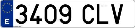 Ejemplo de matrícula española 3409 CLV