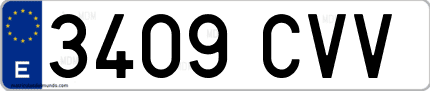 Ejemplo de matrícula de coche ordinaria 3409 CVV