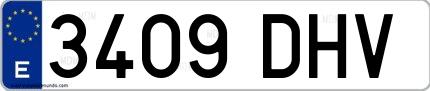 Ejemplo de matrícula española 3409 DHV