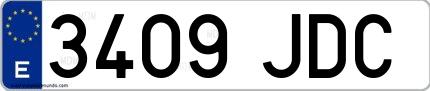 Ejemplo de matrícula española 3409 JDC
