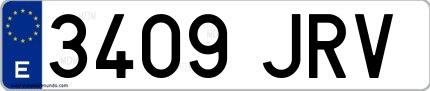 Ejemplo de matrícula española 3409 JRV