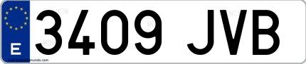 Ejemplo de matrícula española 3409 JVB