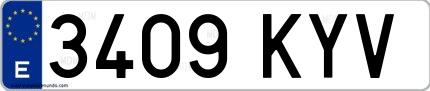 Ejemplo de matrícula española 3409 KYV