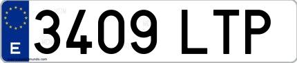 Ejemplo de matrícula española 3409 LTP