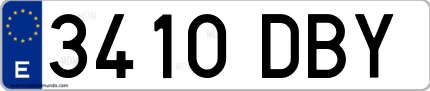 Ejemplo de matrícula de coche ordinaria 3410 DBY