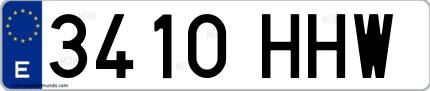 Ejemplo de matrícula española 3410 HHW