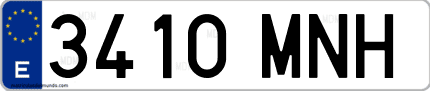 Ejemplo de matrícula de coche ordinaria 3410 MNH