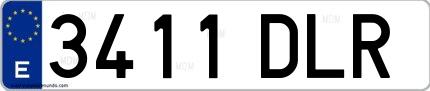 Ejemplo de matrícula española 3411 DLR