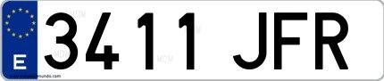 Ejemplo de matrícula española 3411 JFR