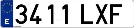 Ejemplo de matrícula española 3411 LXF